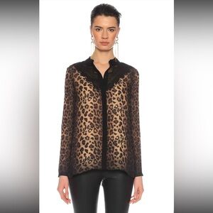 Elie Tahari Leopard Print Blouse